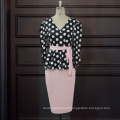 Summer Black Print Polka Dot Long Sleeve Chiffon Women Mini Casual Dresses